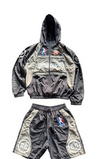 Richfans RG Men s L Hooded Full-Zip Track Jacket Shorts Set Black/Gray