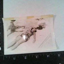 Women on Beach 1940s 1950s Snapshot Photograph Swimsuit Vintage Americana