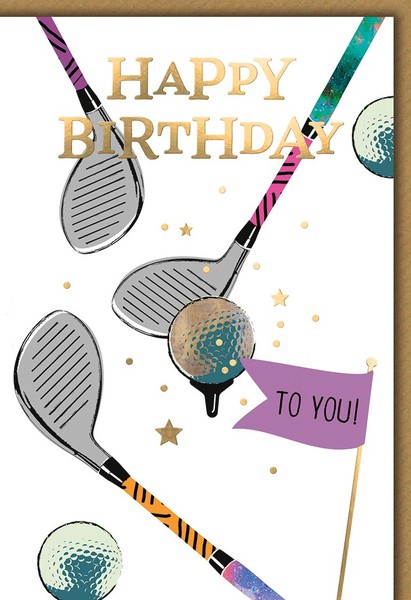 Geburtstag GlüCkwunschkarte Mit Briefumschlag GolfzubehöR, Gezeichnet-image