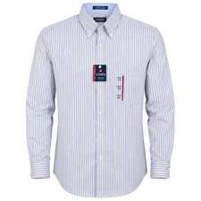 Chaps Men’s Classic Fit Dress Shirt 15-15.5 32/33 Blue White Striped NWT