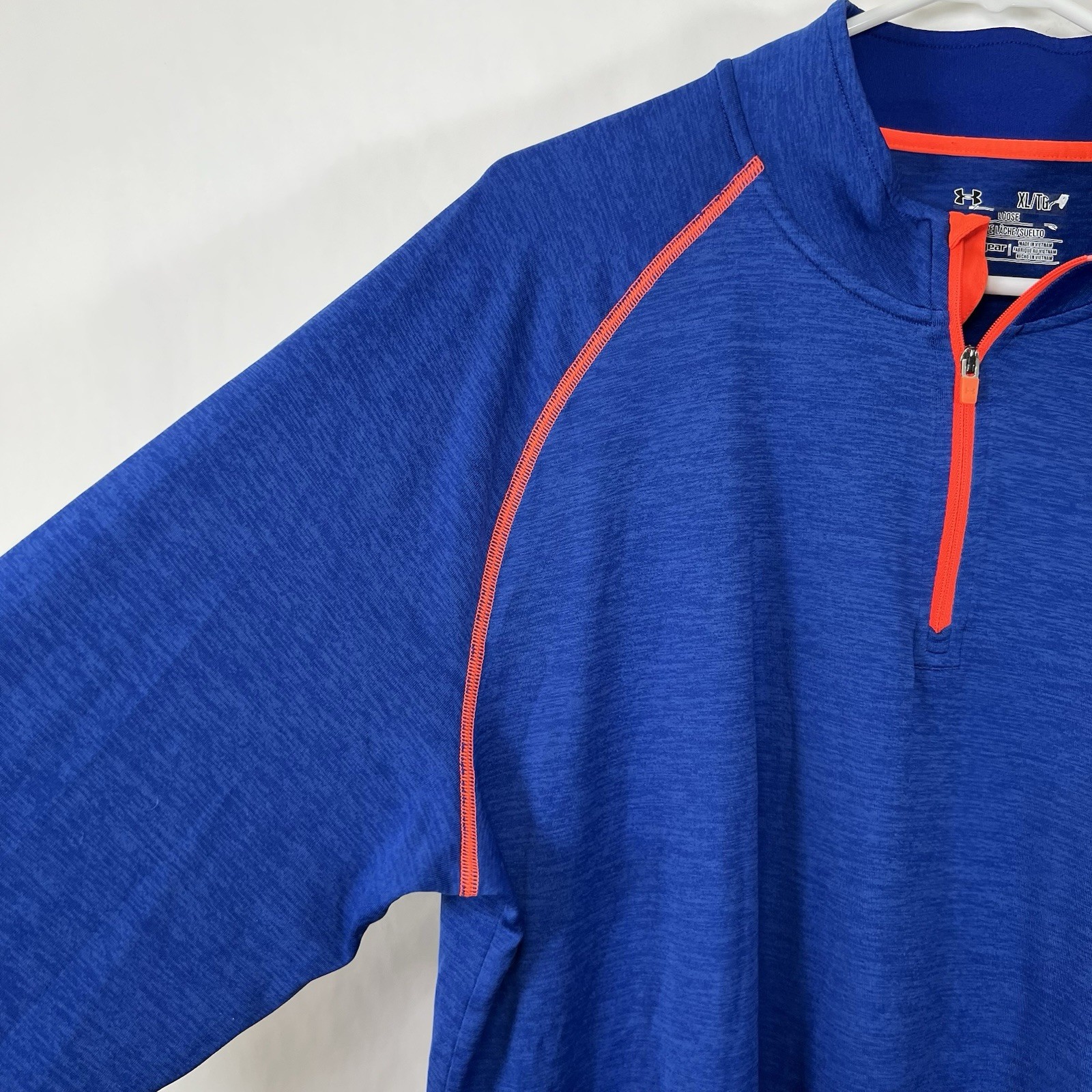 Under Armour Heat Gear 1/4 Zip Pullover Mens XL Blue Orange Loose Performance thumbnail 5
