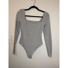 Aritzia Contour Athletic Heather Gray Long Sleeve Bodysuit Size S NWT