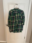 Women's Plus 3XL- Unbranded green, blue, yellow plaid flannel shirt, preloved