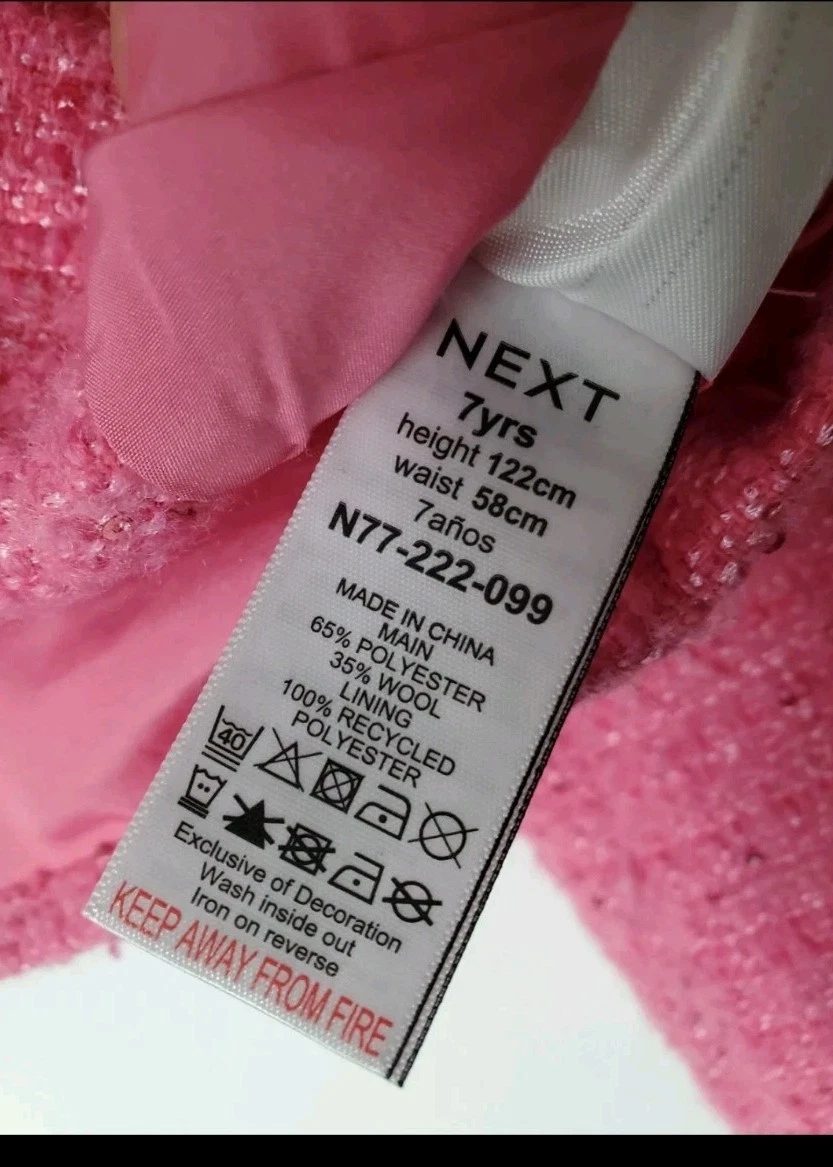 Next Girls Crop Sparkle Regular Fit Jacket in Pink brand new without tag 7yrs