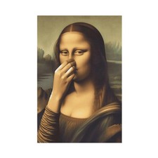 Funny Mona Lisa Bathroom Canvas Wall Art Pinching Nose Wall Decor Mona Lisa Clas