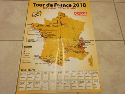 RADSPORT KARTE TOUR de FRANCE 2018 LE CYCLE au dack TEAM DIRECT ENERGIE