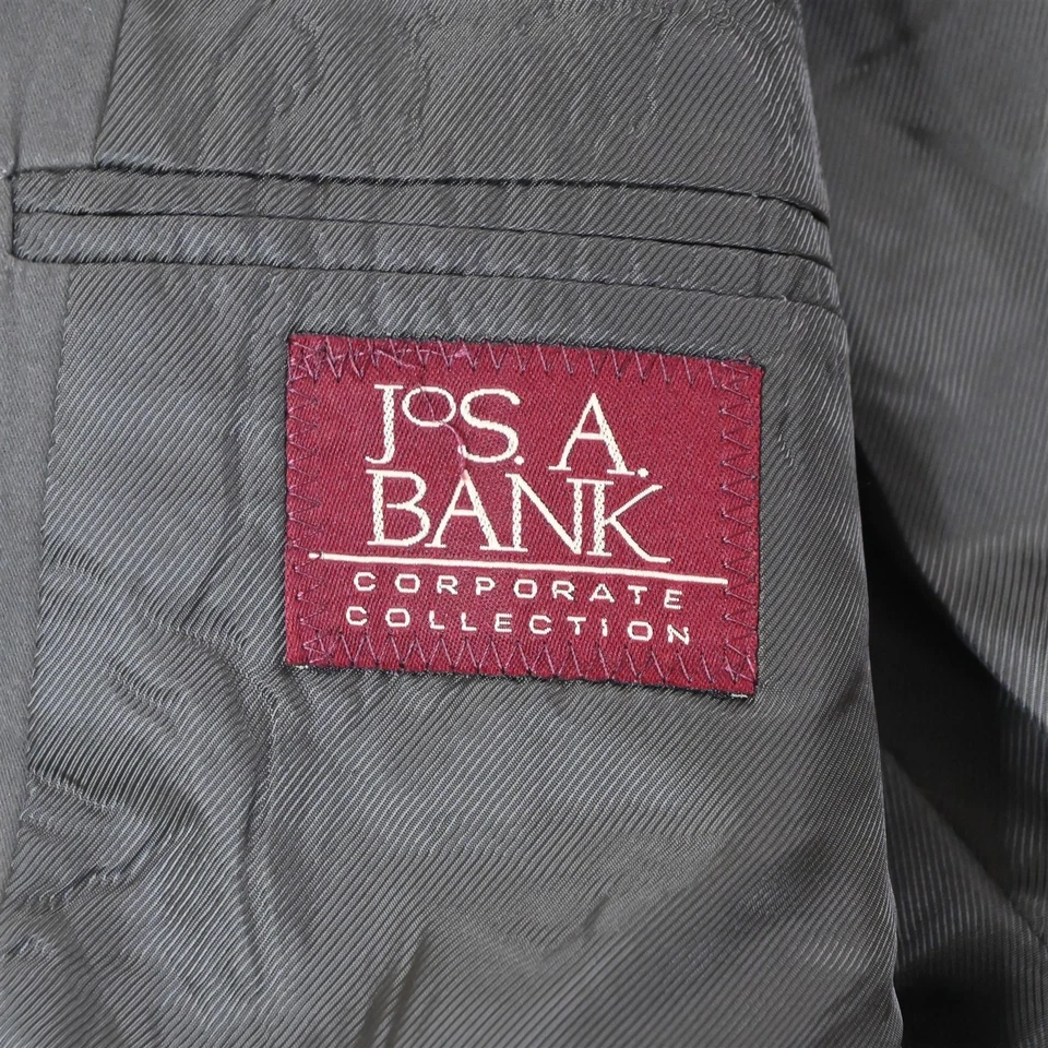 Vtg Jos A Bank 42L 34x32 Gray Brushed Cotton Mens Jacket Pants Suit - Image 4 of 4