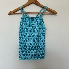 Vineyard Vines Tankini Girls 14 Blue Green AOP Whaletail Swim