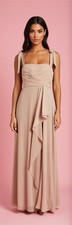 Women's Size 0 Beige Formal Dress with Lace Up Back - A0187