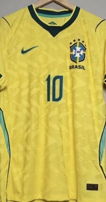 Nike Brazil Neymar Jr #10 Soccer Jersey Yellow/Green Men's Size XL