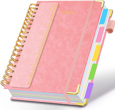 Hardcover Spiral Notebook 6.2"X 8.2" Journal Notebook with Tabs and Removable Di