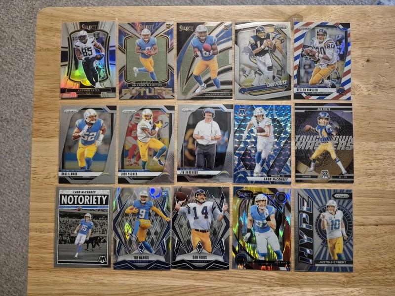 Football 60 Card Lot, Los Angeles Chargers, No Dups (Mack, Means, Herbert)