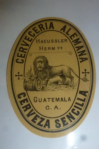 $.  GUATEMALA old vintage beer label  CERVECERIA ALEMANA CERVEZA SENCILLA