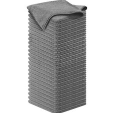 Microfiber Cleaning Cloth Grey - 50 Pcs 12.5"x12.5" - High Performance - 1200...