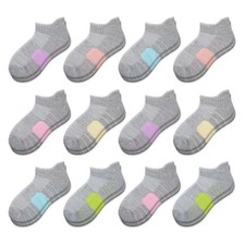 12 Pairs Girls Socks Ankle Athletic low cut Socks With Cushioned Sole For Lit...