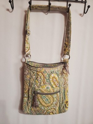 Vera Bradley Yellow & Teal Summer Paisley Crossbody Purse, Quilted Floral, B12