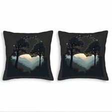 Serene Landscape Throw Pillow Covers Set of 2 18x18in Cushion Cases 