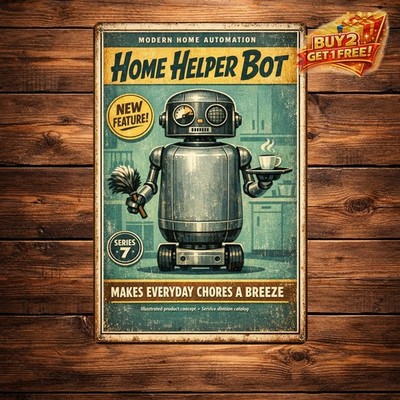 Mr Handy Commonwealth Patina Fallout Art 8x12 Vintage Metal Tin Sign