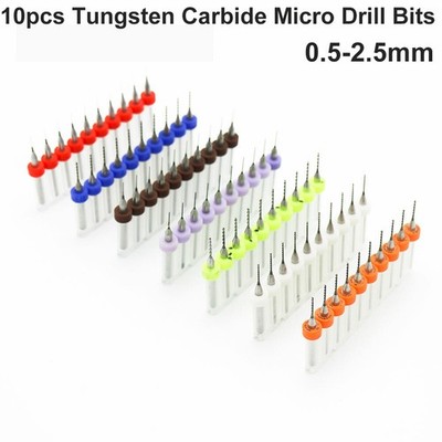 10Pcs 0.5-2.5mm Tungsten Carbide Micro Drill Bits Kits For Drilling Iron