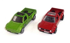 Hot Wheels Lot of 2 Loose Trucks Volkswagen Caddy Mtflk Dark Red & Mtflk Green