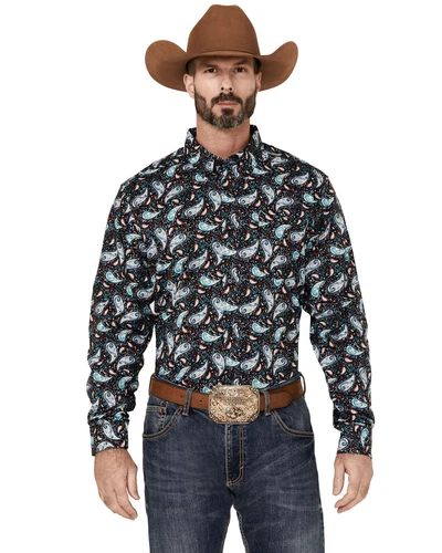 Rank 45 Men's Rodeo Large Paisley Print Long Sleeve Button-Down Western Shirt - Picture 1 of 4