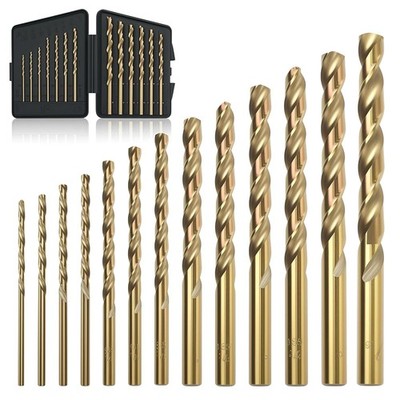 13Pcs Cobalt Drill Bit Set M35 HSS 1/16 1/4  135° Twist Drill Bits with Case