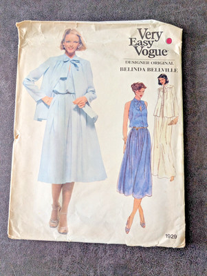 Vogue 1929 Vintage Kleid Schnittmuster UNCUT Größe 12 Belinda Bellville Original