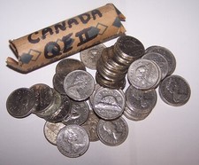 Canada Roll of 5 cents (40 Nickels) Queen Elizabeth II  Mixed Dates