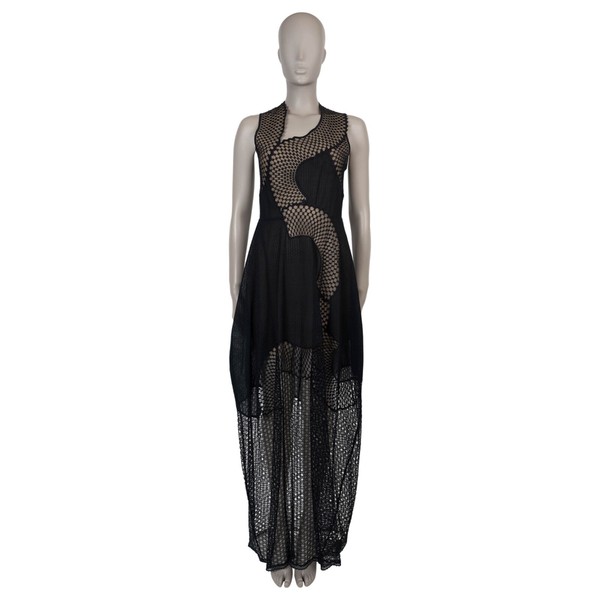 70999 authentisches Stella McCartney schwarz Baumwolle 2016 asymmetrisches Maxikleid mit Cut-Outs S