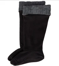 NIB Chooka Waterproof RainBoot Sock Fleece Liner CHARCOAL CABLEKNIT S/M 6 7 8