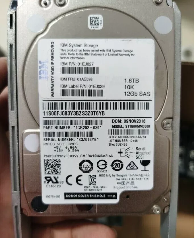 IBM 01EJ027 01EJ029 01AC598 V5000 GEN2 10K 1.8TB 12GB 2.5 SAS Hard Drive HDD NEW - Image 2 of 4