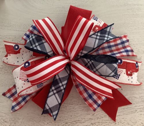 Patriotic Lantern Bow, 4th of July Bow, Memorial Day Bow, Patriotic Wreath Bow,