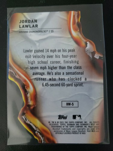 2021 Bowman's Best Jordan Lawlar Atomic Heat-Wave Die-Cut #HW-5 - 第 2/2 張圖片