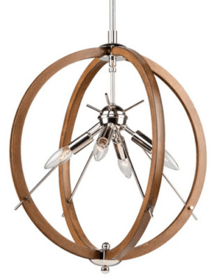 Artcraft Lighting  AC11554PN  Abbey 4 Light 18'' Wide Faux Wood Pendant