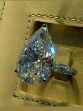 4.95Ct White Pear Cut Lab-Created Diamond Engagement Ring Solid 14k White Gold