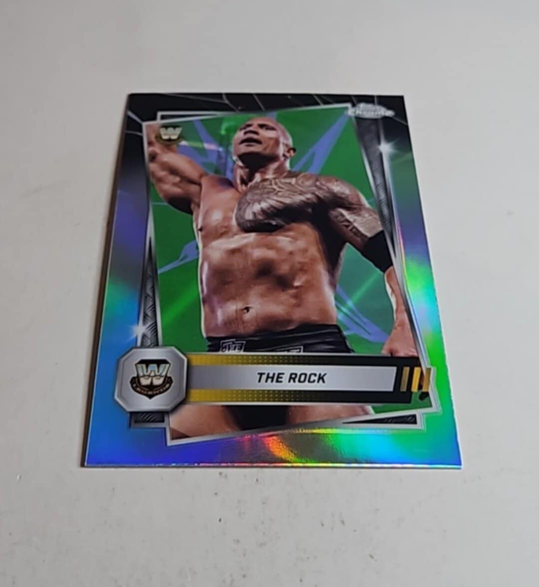 2025 Topps Chrome WWE Base Set Neon Green And Black Refractor The Rock #10 NM