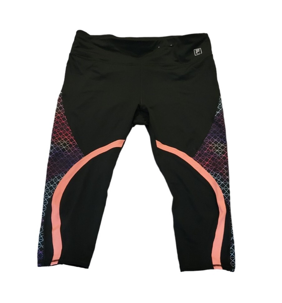 Leggings sportivi Fila Sport cropped taglia large nero pesca
