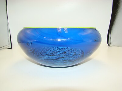 Josh Simpson Art Glass Blue Bowl