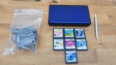 Nintendo DS Lite Cobalt Black Handheld Console with Games