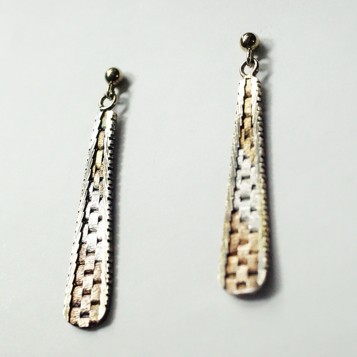 Tricolor Sterling Silver Woven Triangular Drop Da… - image 5