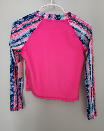 Girls 3 Piece Rashguard and Bathing Swimsuit Set New Size 4/5 UPF 50+ Pink Multi - Picture 4 of 7