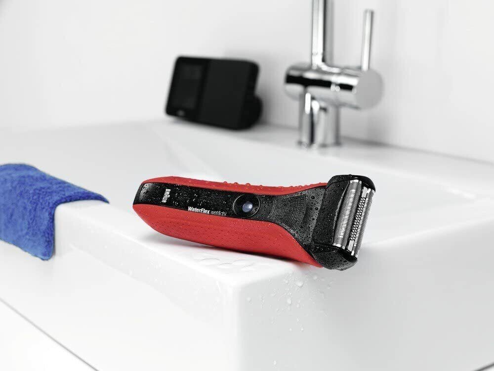 Braun Waterflex Men's Electric Shaver 3 Blade WF2S Red Bath Water proof Germany
