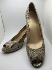 Womens Stuart Weitzman Plainfield Snake Skin Print Peep Toe Pumps  8 1/2N