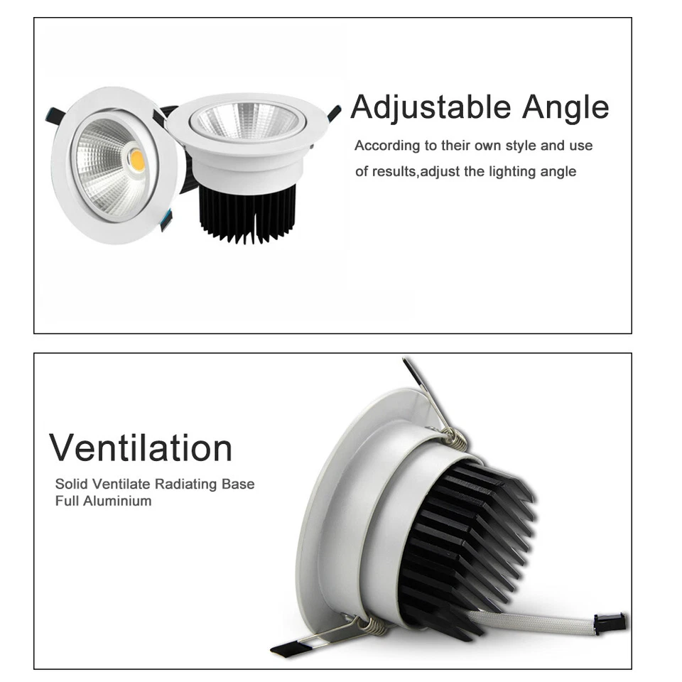 Dimmable Recessed Led Ceiling Downlight COB Spotlight Lamp 12/15/20W 110V 220V - Image 3 of 4
