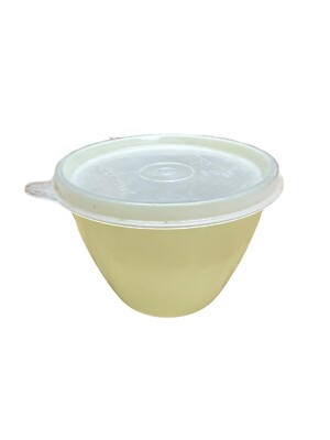 Vintage USA Made Tupperware Refrigerator Bowls - Yellow 148-29 With Lid 215-55