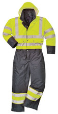 CLASS 3 HI-VIS CONTRAST QUILT LINED COVERALL SUIT CLASS 3 YELLOW/BLK S-6XL S485