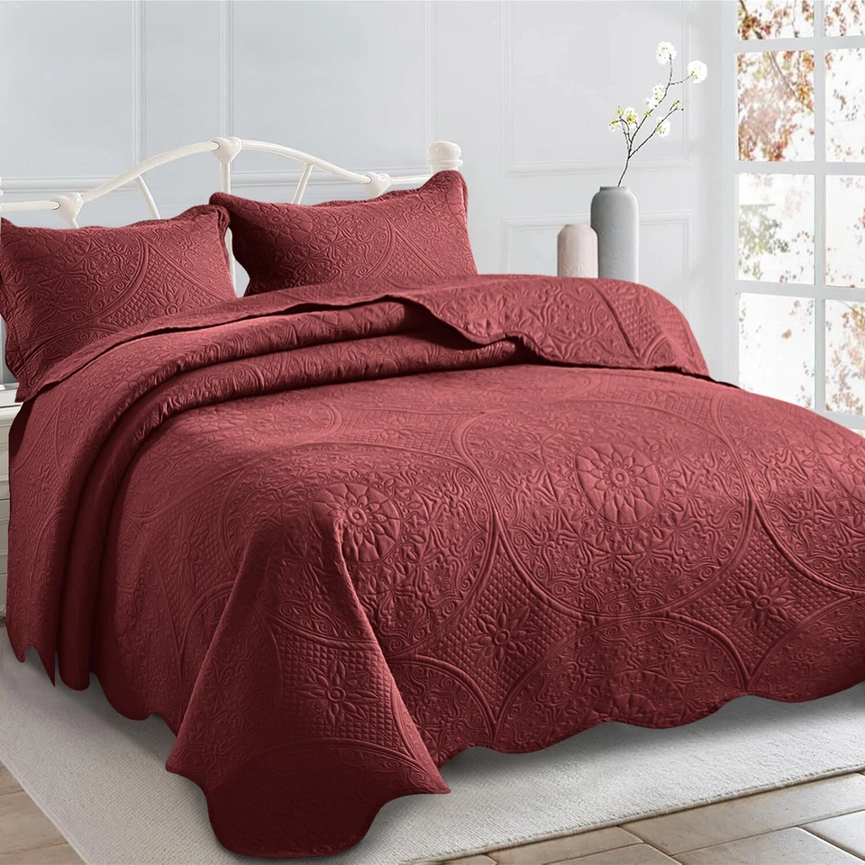 Комплект постельного белья с цветочным рисунком покрывало из 3 предметов легкое размер Throw Queen King - Изображение 3 из 4