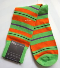 Made in ITALY Neiman Marcus Men's Striped Mid Calf Dress Socks Cotton Luxe New