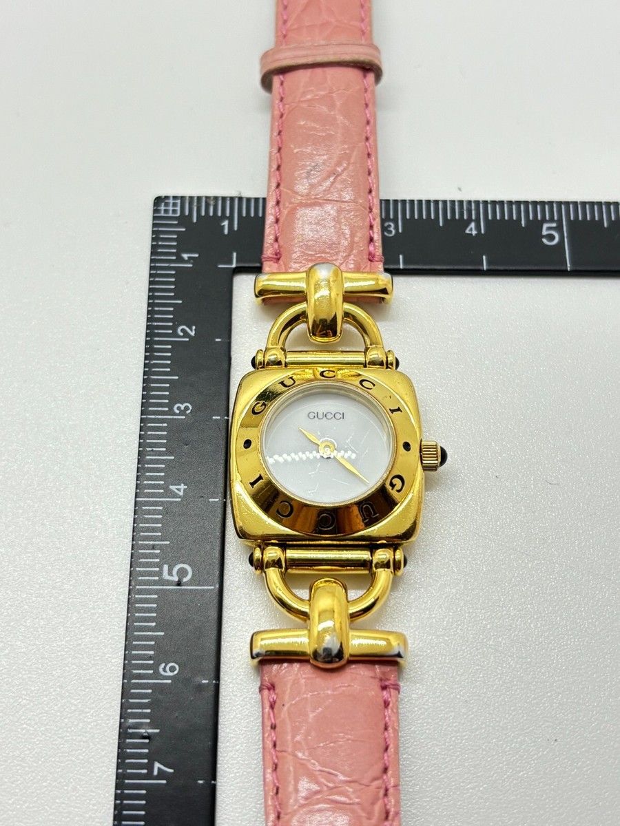 Exc+5 w/Box] Gucci Horsebit 6300L Women's Quartz Watch Pink Used