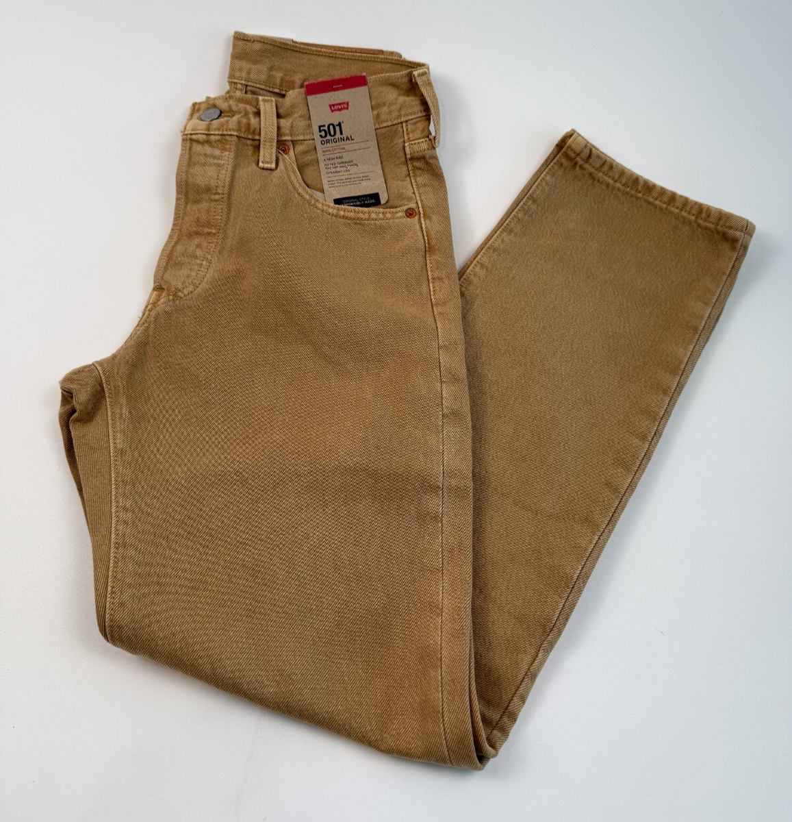 Levi's Women 501 Original Fit Unbasic Khaki High Rise Jeans 26x30
